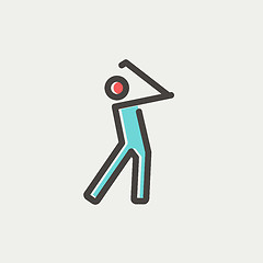 Image showing Golfer thin line icon