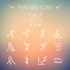 Image showing Sports thin line icon set