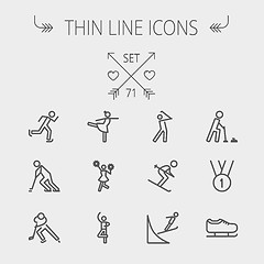 Image showing Sports thin line icon set