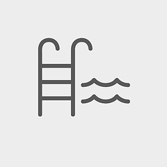 Image showing Swimming pool ladder thin line icon