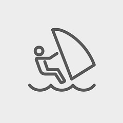 Image showing Wind surfing thin line icon