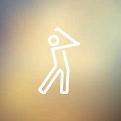 Image showing Golfer thin line icon