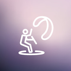 Image showing Skydiving thin line icon