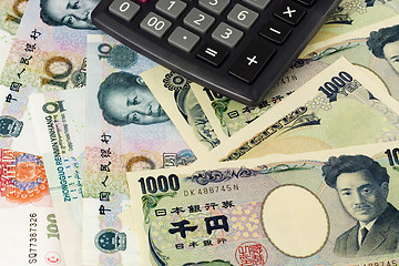 Image showing Forex - Chinese and Japanese currency pair with calculator

