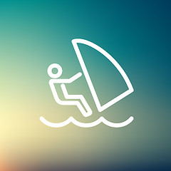 Image showing Wind surfing thin line icon