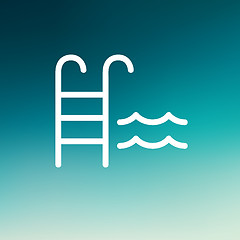 Image showing Swimming pool ladder thin line icon