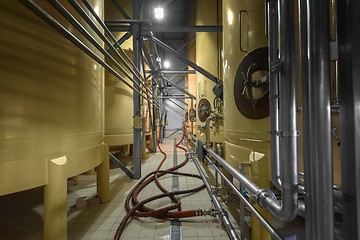 Image showing Industrial interior with welded silos