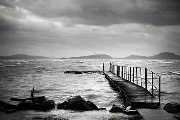 Image showing Wooden path trough the lakes