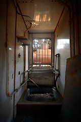 Image showing Messy vehicle interior of a train carriage