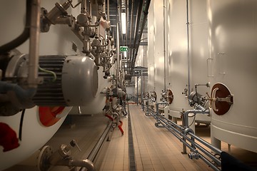 Image showing Large industrial white silos in modern factory