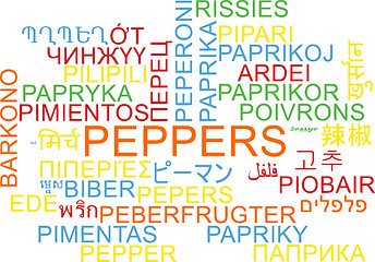 Image showing Peppers multilanguage wordcloud background concept