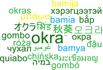 Image showing Okra multilanguage wordcloud background concept