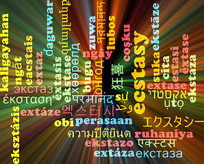 Image showing Ecstasy multilanguage wordcloud background concept glowing