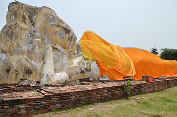 Image showing Wat Lokayasutharam is Temple of Reclining Buddha in Ayutthaya 