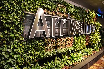 Image showing Directional sign in the Singapore Changi Airport.