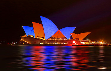 Image showing Sydney Opera House in Red and Blue