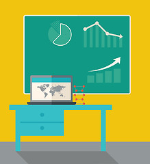 Image showing Blackboard with hand drawn growing bar graph.