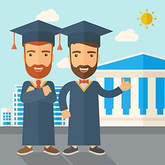 Image showing Two men wearing graduation cap.