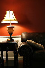 Image showing Lamp and the Couch - Vertical Shot