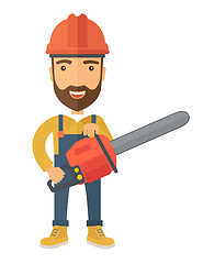 Image showing Lumberjack with chainsaw
