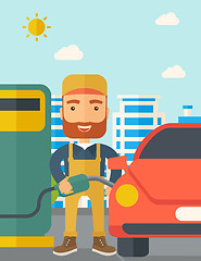 Image showing Gasoline boy filling up fuel.