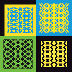 Image showing Set of four seamless patterns. Vintage geometric ornaments. 