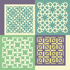 Image showing Set of four seamless patterns. Vintage geometric ornaments. 