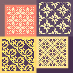 Image showing Set of four seamless patterns. Vintage geometric ornaments. 