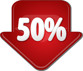 Image showing Fifty percent down arrow bubble illustration