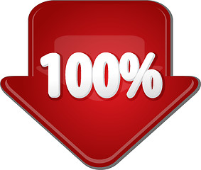 Image showing One hundred percent down arrow bubble illustration