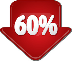 Image showing Sixty percent down arrow bubble illustration