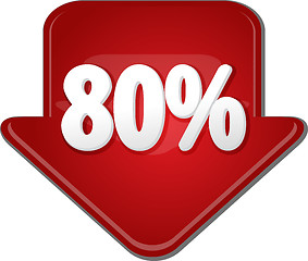 Image showing Eighty percent down arrow bubble illustration