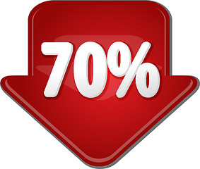 Image showing Seventy percent down arrow bubble illustration