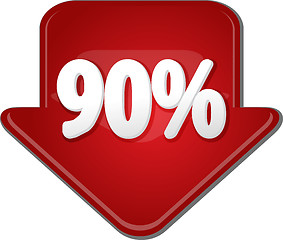 Image showing Ninety percent down arrow bubble illustration