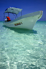 Image showing boat in the blue lagoon  in mexico