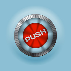 Image showing Shiny metallic  button with push text