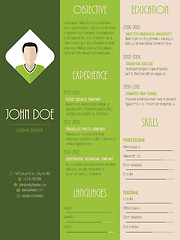 Image showing Modern resume curriculum vitae in green with stripes