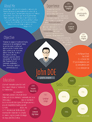 Image showing Modern resume curriculum vitae cv ith colored circles