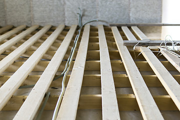 Image showing Installation of floor lags and cables