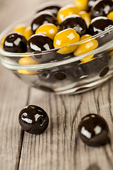 Image showing Olives on a wooden table