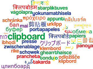 Image showing Clipboard multilanguage wordcloud background concept