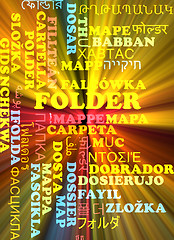 Image showing Folder multilanguage wordcloud background concept glowing