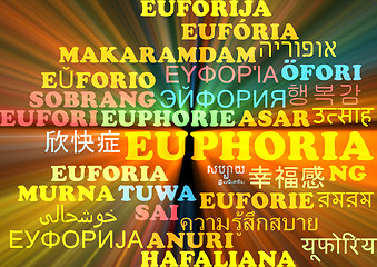 Image showing Euphoria multilanguage wordcloud background concept glowing