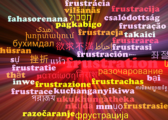 Image showing Frustration multilanguage wordcloud background concept glowing