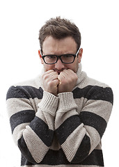 Image showing Portrait of a Terrified Man