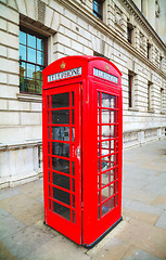 Image showing Famous red telephone booth in London