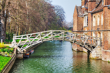 Image showing Mathematical bridge at the Queens College in Cambridge