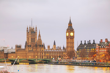 Image showing London with the Clock Tower and Houses of Parliament