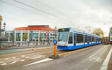 Image showing Tram near the Nationale opera and ballet building in Amsterdam