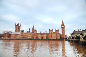 Image showing London with the Clock Tower and Houses of Parliament